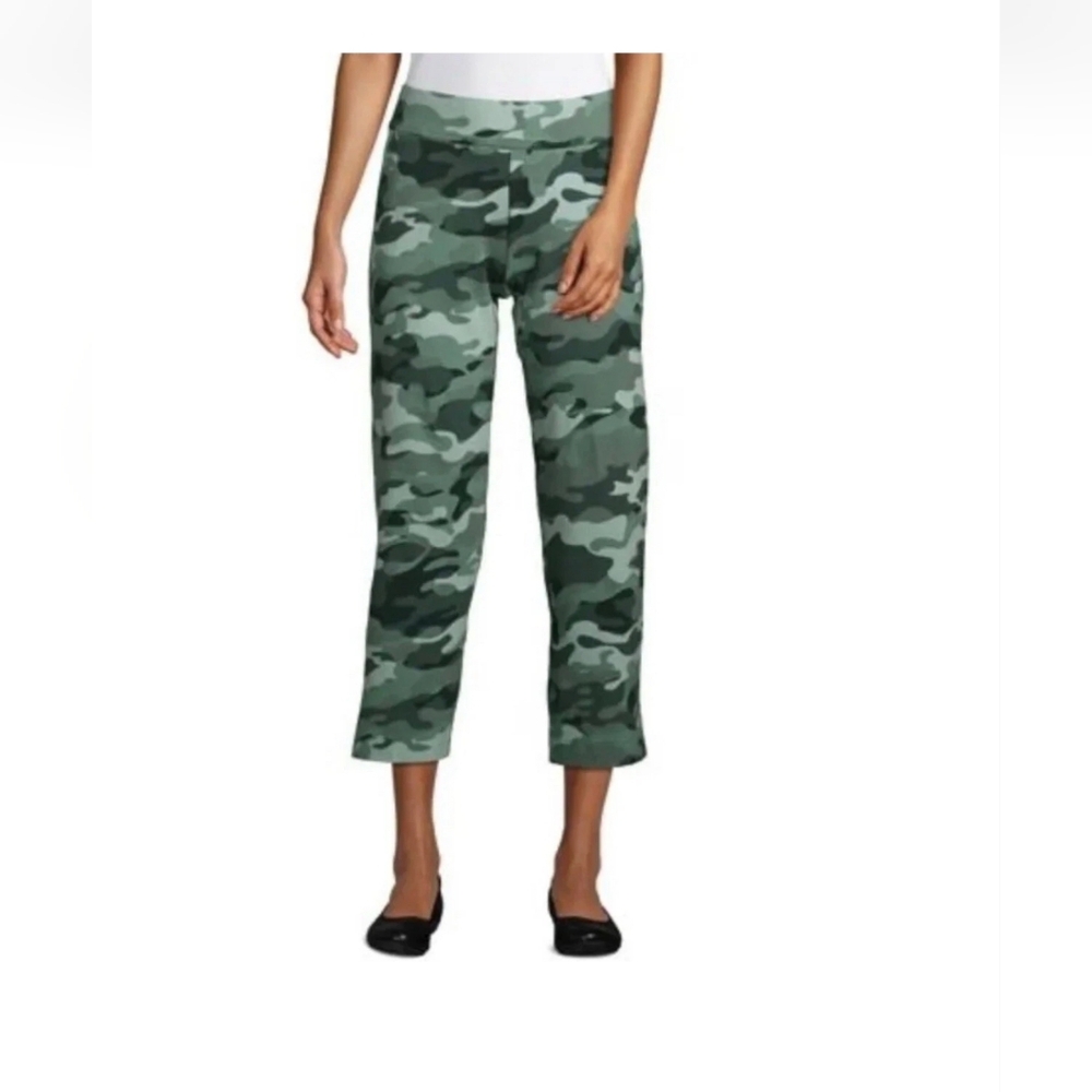 Lands' End Camo Capri Wide leg Green Camo Pants 2X